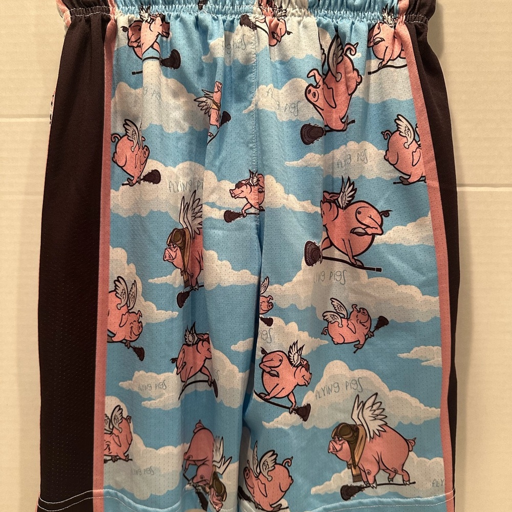Flying Pigs Kids Lacrosse Unlimited Shorts - Blue and Pink size YL